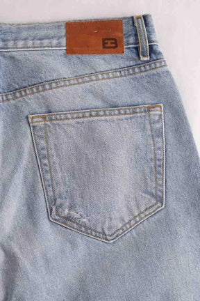 Jean droit EB Denim Bleu en Coton