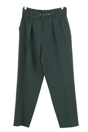 Pantalon droit Claudie Pierlot Vert en Synthétique, taille S - Seconde Main