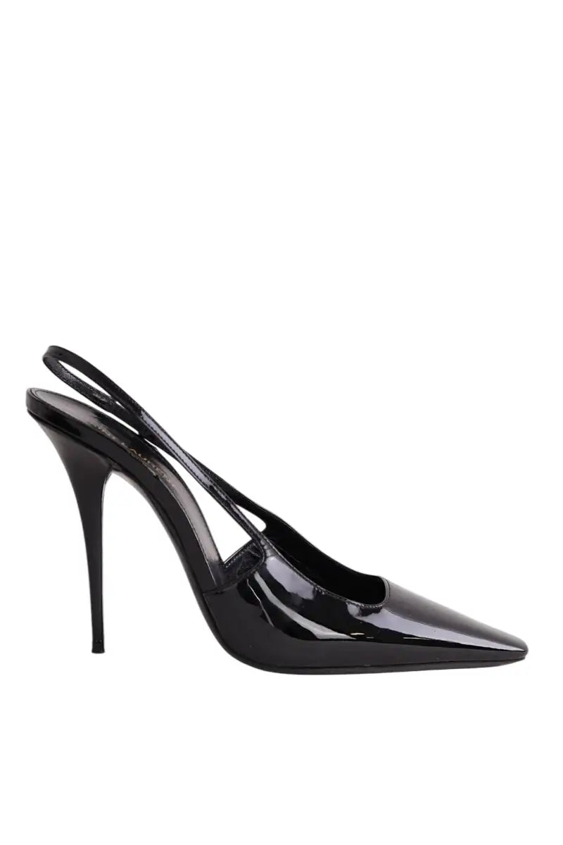 Talons Saint Laurent Noir en Cuir verni, taille 40 - Seconde Main