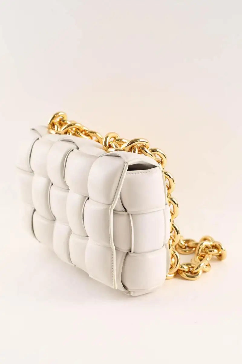 Sac à bandoulière Bottega Veneta Chain Cassette Blanc en Cuir