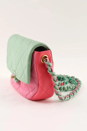 Sac à bandoulière Chanel Turquoise en Cuir