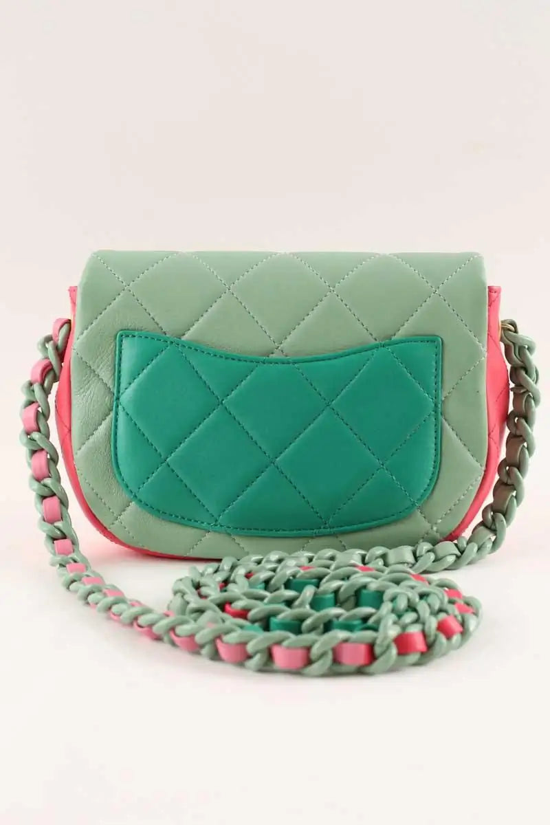 Sac à bandoulière Chanel Turquoise en Cuir