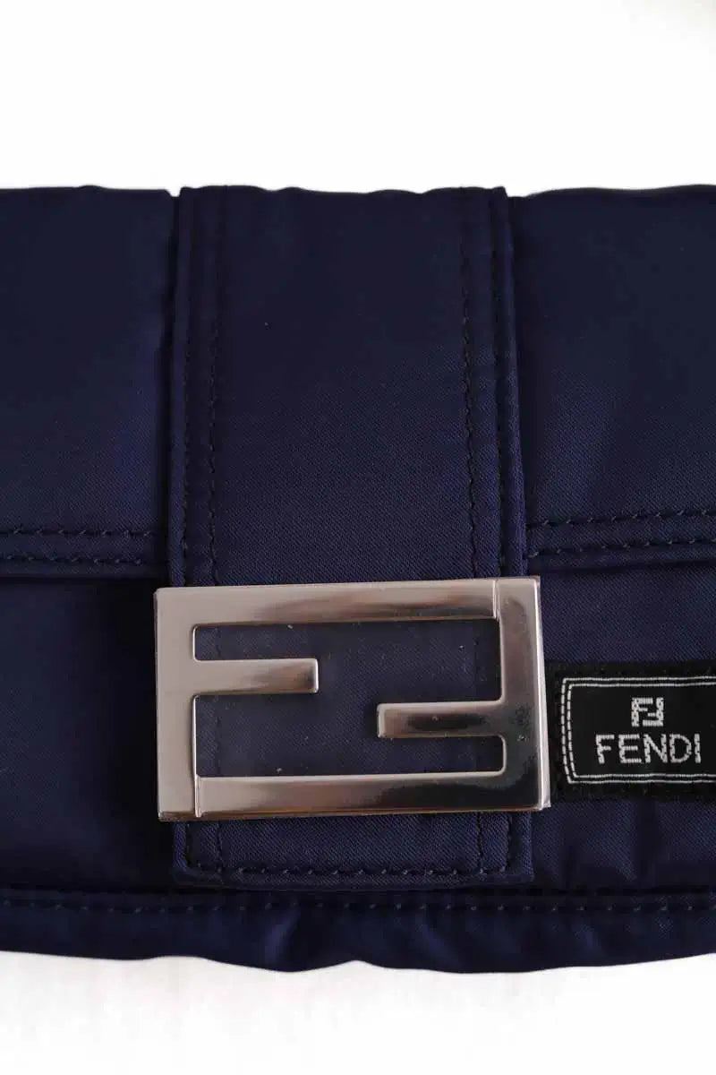 Sac à bandoulière Fendi Mini Phone case Baguette Nylon Marine en Tissu