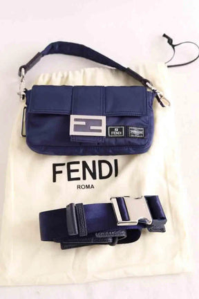 Sac à bandoulière Fendi Mini Phone case Baguette Nylon Marine en Tissu