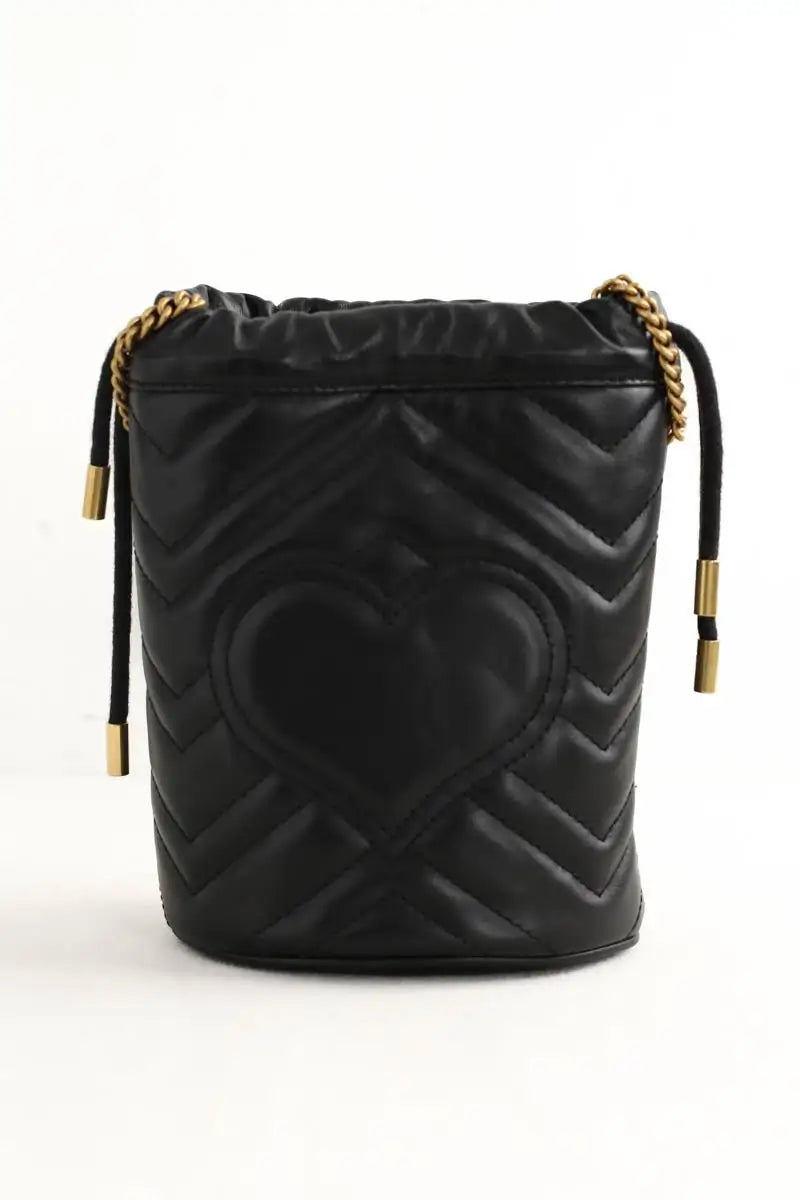 Sac à bandoulière Gucci Seau GG Marmont Noir en Cuir