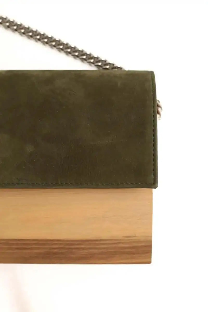 Sac à bandoulière Hugo Matha Kaki en Daim