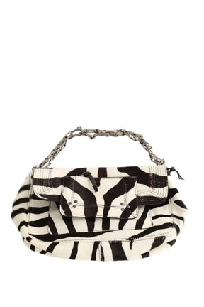 Sac à bandoulière Jérôme Dreyfuss Lulu imprimé zèbre Blanc en Cuir - Seconde Main
