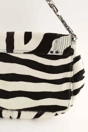 Sac à bandoulière Jérôme Dreyfuss Lulu imprimé zèbre Blanc en Cuir