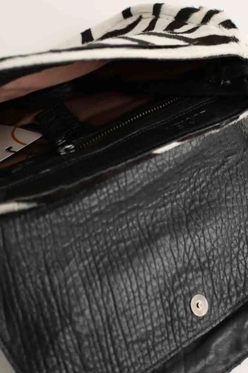 Sac à bandoulière Jérôme Dreyfuss Lulu imprimé zèbre Blanc en Cuir