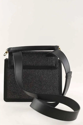 Sac à bandoulière Polène Numero Sept Anthracite en Cuir de veau façon poney