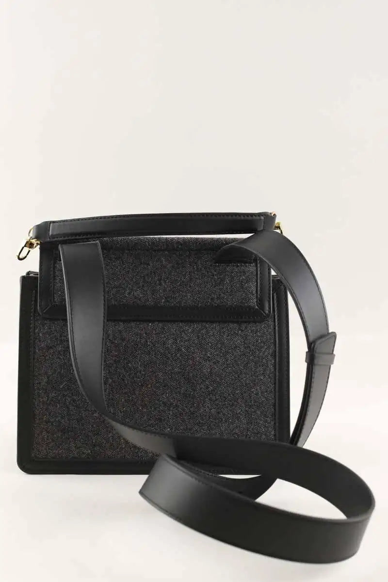 Sac à bandoulière Polène Numero Sept Anthracite en Cuir de veau façon poney