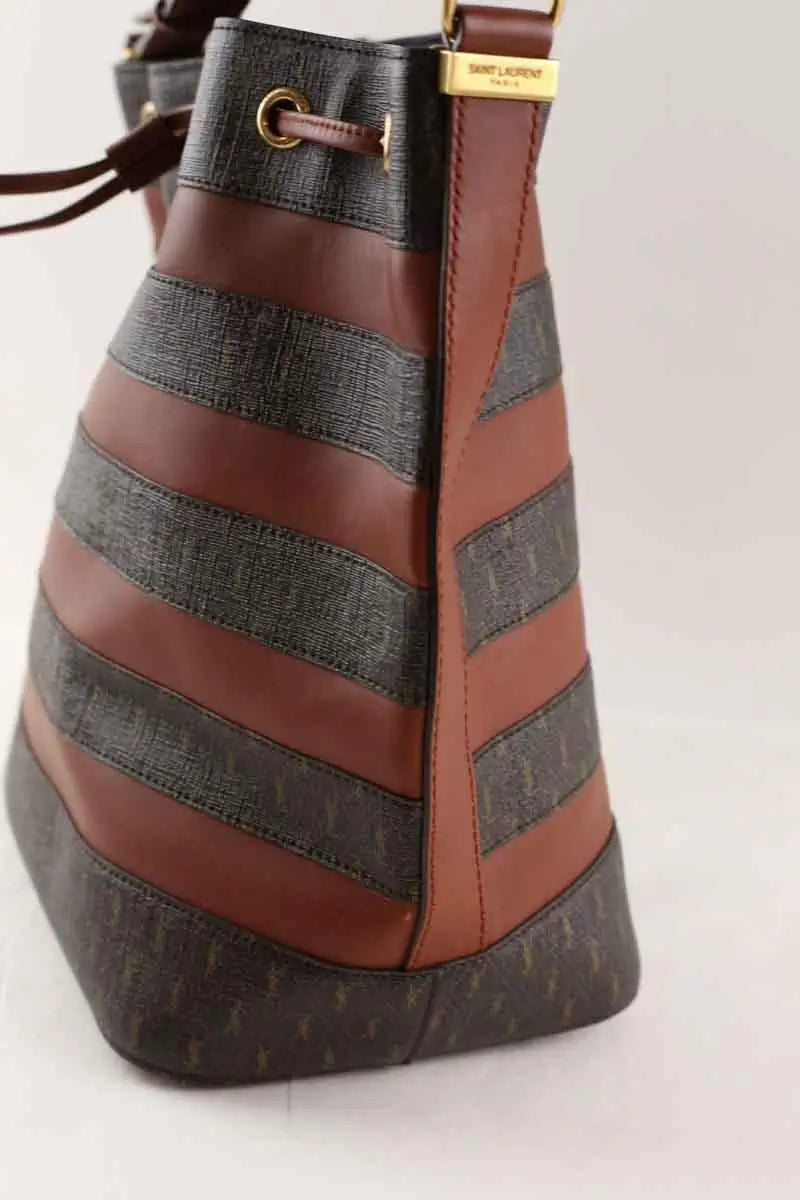Sac à bandoulière Saint Laurent Sac seau monogramme Marron en Cuir