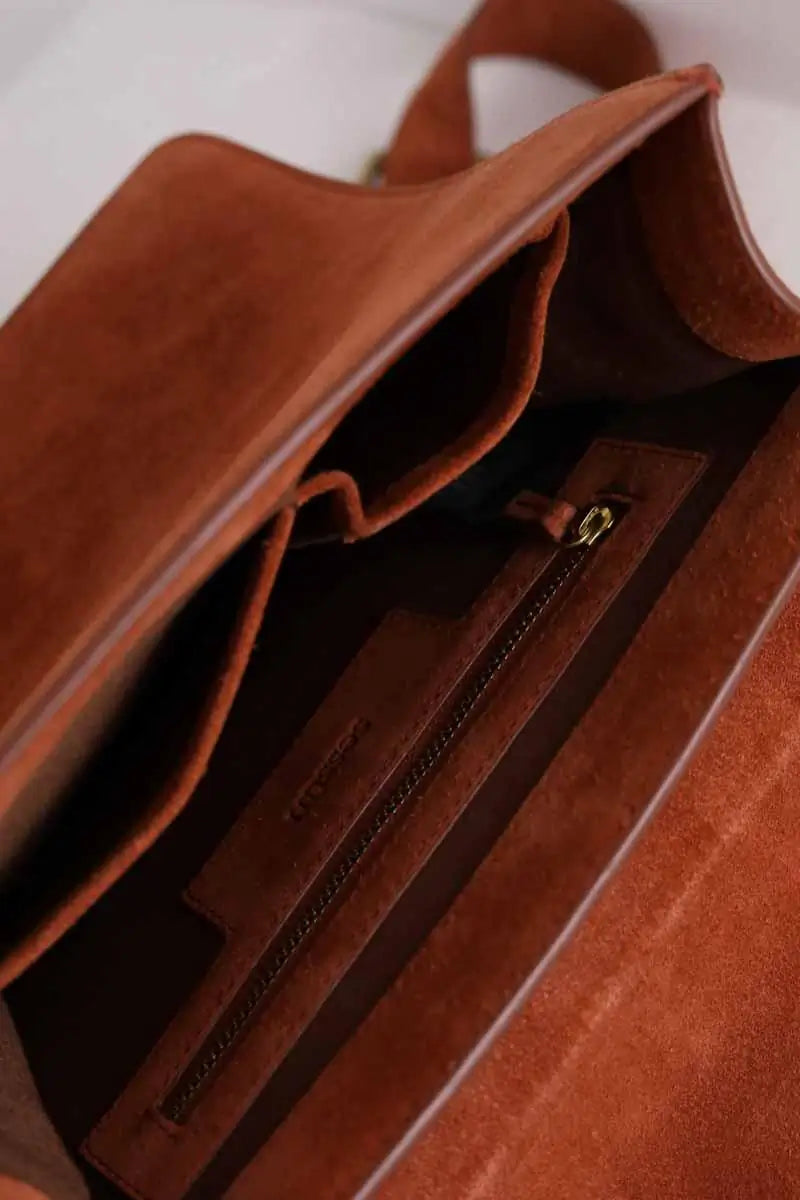 Sac à bandoulière Sessun Thea Marron en Daim