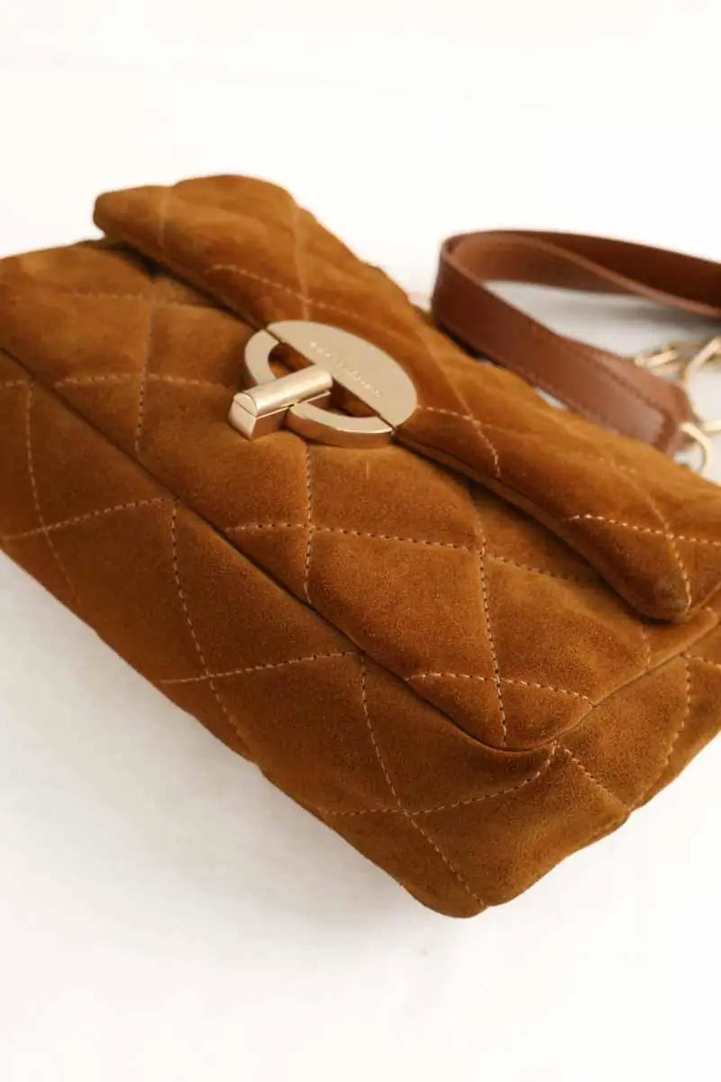 Sac à bandoulière Vanessa Bruno Moon grand Camel en Daim