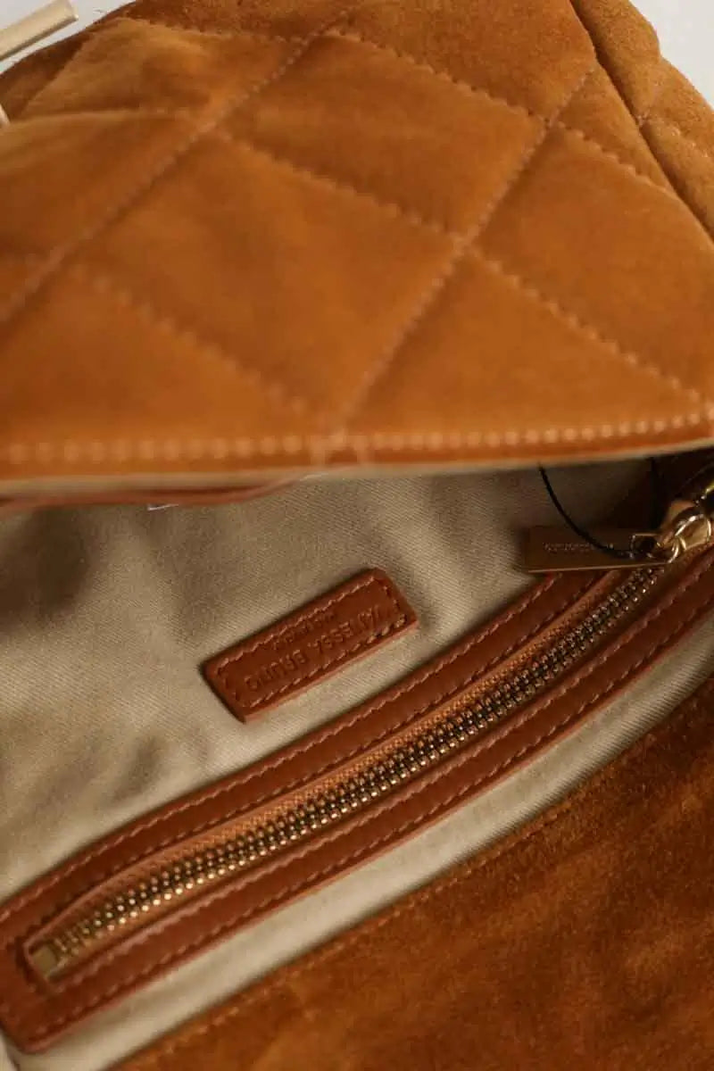 Sac à bandoulière Vanessa Bruno Moon grand Camel en Daim