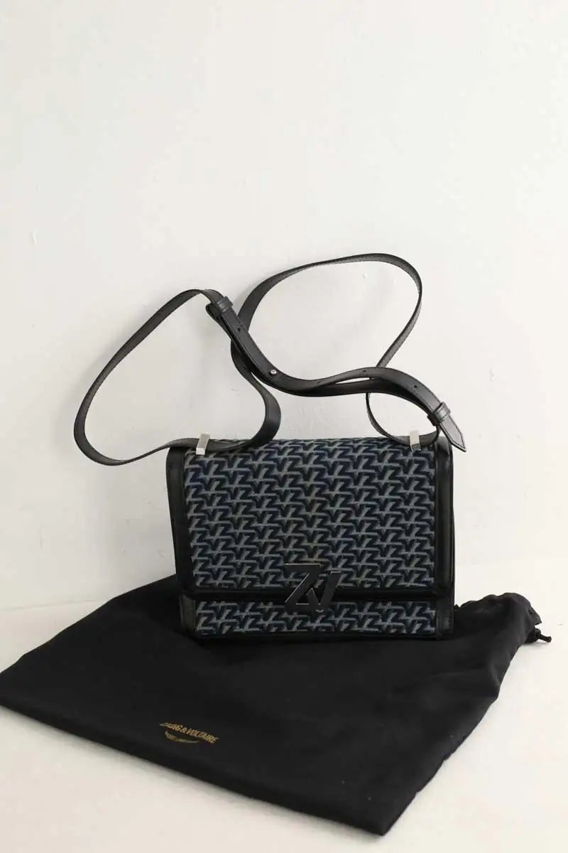 Sac à bandoulière Zadig & Voltaire ZV initiale le city monogram Marine en Cuir