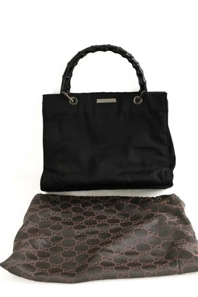 Sac à main Gucci Bamboo Noir en Tissu