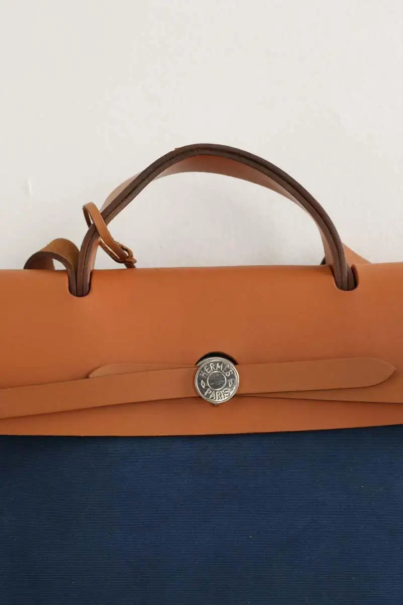 Sac à main Hermès Bleu en Coton