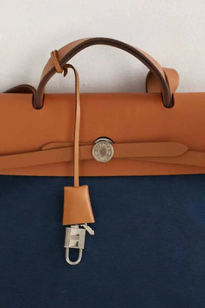 Sac à main Hermès Bleu en Coton