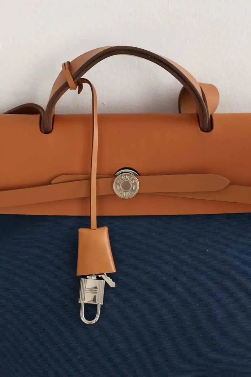 Sac à main Hermès Bleu en Coton