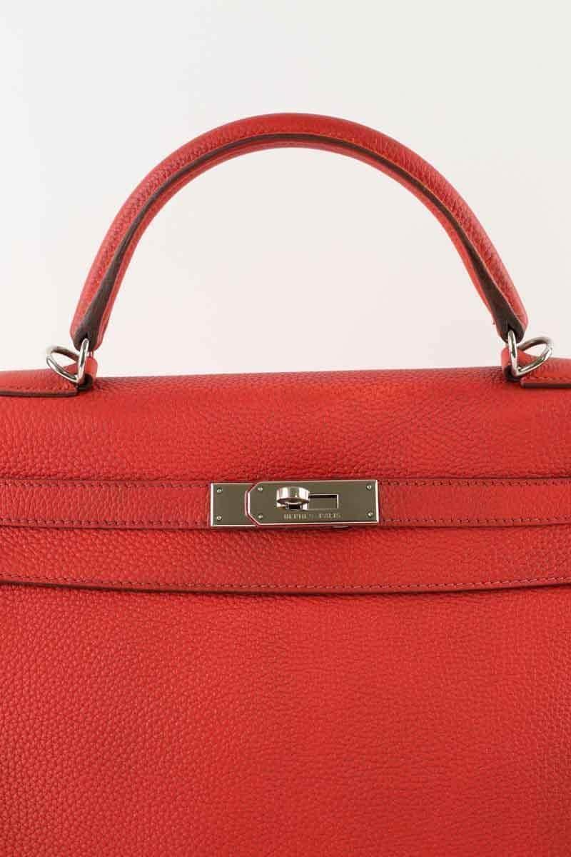 Sac à main Hermès Kelly 32 Rouge en Cuir