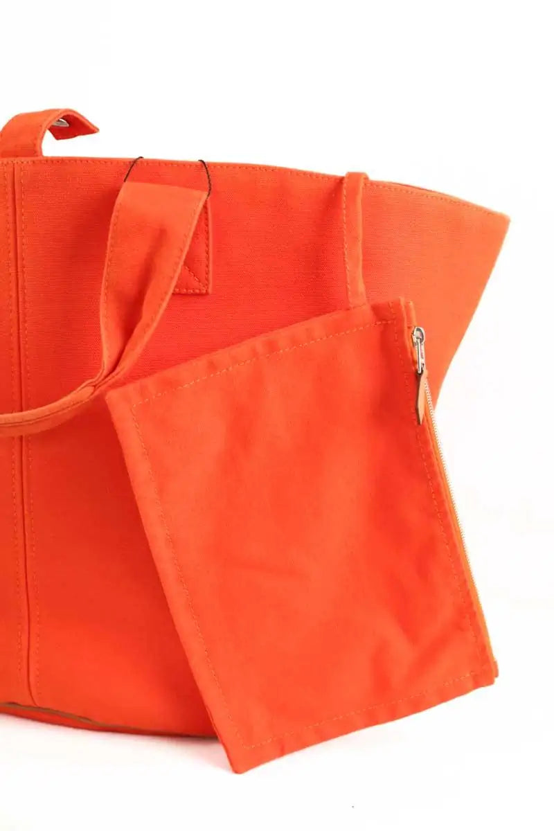 Sac à main Hermès Panier de Plage Orange en Coton