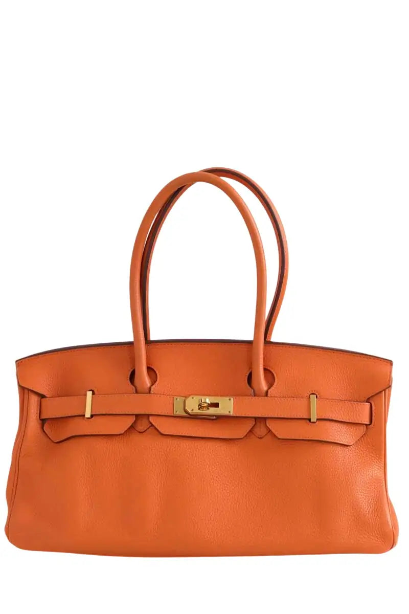 Sac à main Hermès Shoulder Birkin Bag Orange en Cuir - Seconde Main