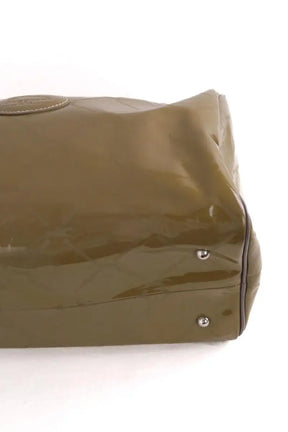 Sac à main Longchamp Paris boston coloris taupe imprimé sigle longchamps monochrome Kaki en Cuir verni