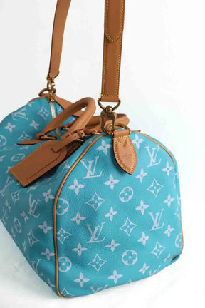 Sac de voyage Louis Vuitton Speedy P9 bandoulière 40 Bleu en Cuir