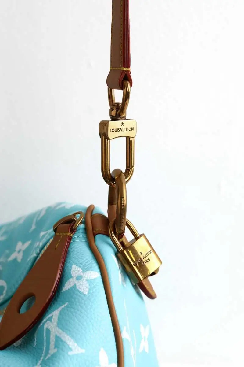 Sac de voyage Louis Vuitton Speedy P9 bandoulière 40 Bleu en Cuir