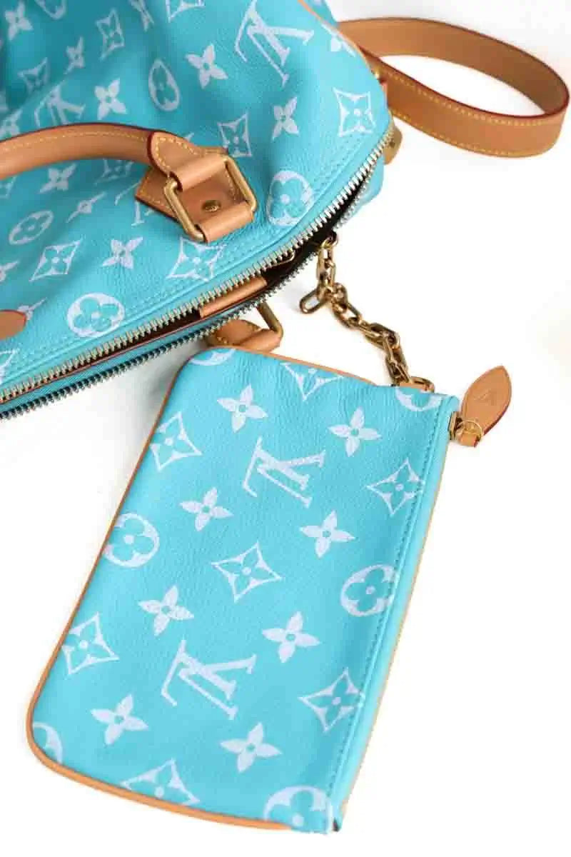 Sac de voyage Louis Vuitton Speedy P9 bandoulière 40 Bleu en Cuir