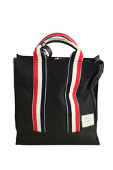 Sac de week-end Thom Browne Trimmed canvas tote bag Noir en Cuir - Seconde Main