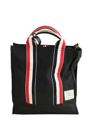 Sac de week-end Thom Browne Trimmed canvas tote bag Noir en Cuir - Seconde Main