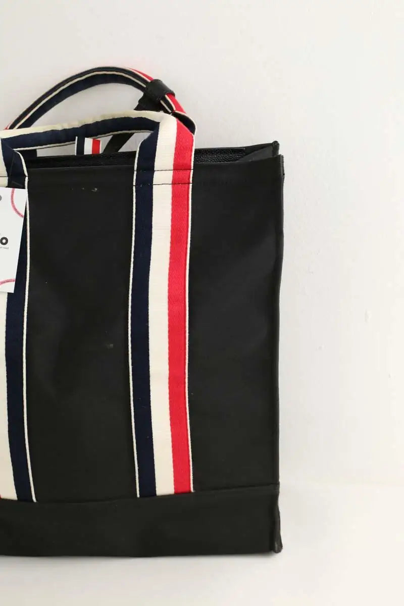 Sac de week-end Thom Browne Trimmed canvas tote bag Noir en Cuir