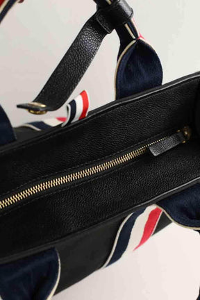 Sac de week-end Thom Browne Trimmed canvas tote bag Noir en Cuir