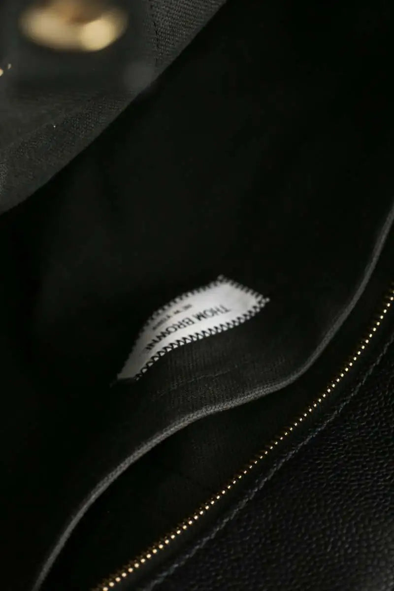Sac de week-end Thom Browne Trimmed canvas tote bag Noir en Cuir