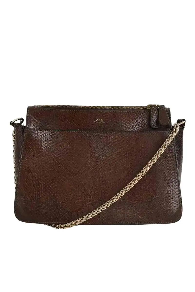 Sac porté épaule APC Bordeaux en Cuir - Seconde Main