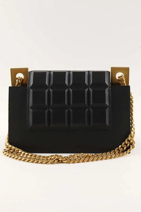 Sac porté épaule Balmain Chocolate 23 shoulder bag Noir en Cuir