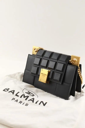 Sac porté épaule Balmain Chocolate 23 shoulder bag Noir en Cuir
