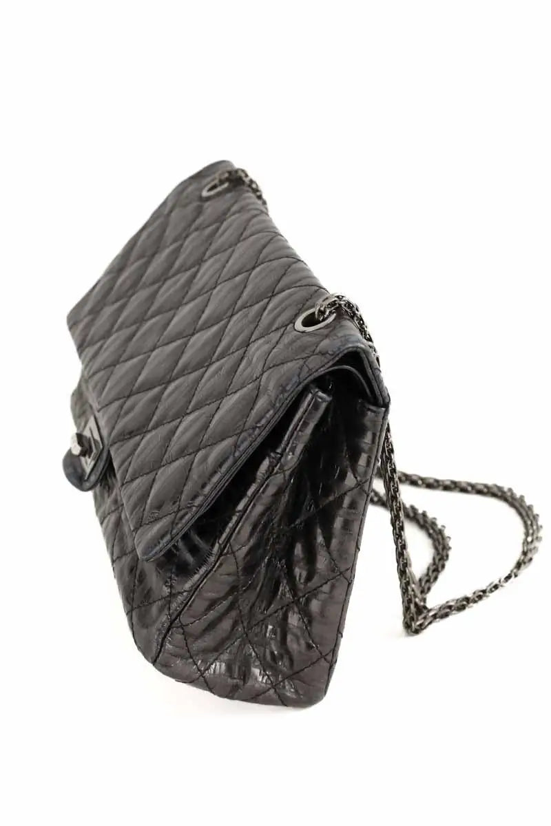 Sac porté épaule Chanel 2.55 Gris en Cuir