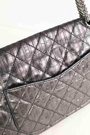 Sac porté épaule Chanel 2.55 Gris en Cuir