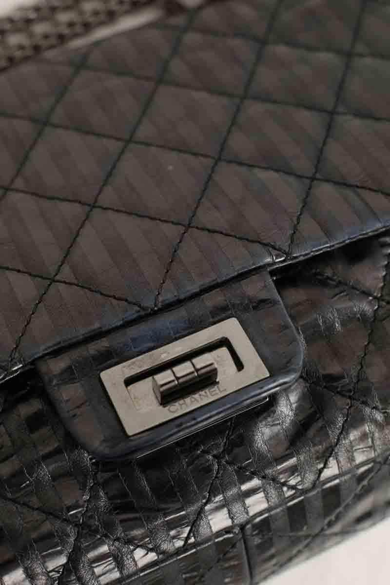 Sac porté épaule Chanel 2.55 Gris en Cuir