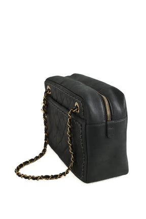 Sac porté épaule Chanel Stitched camera bag Graublau Noir en Cuir