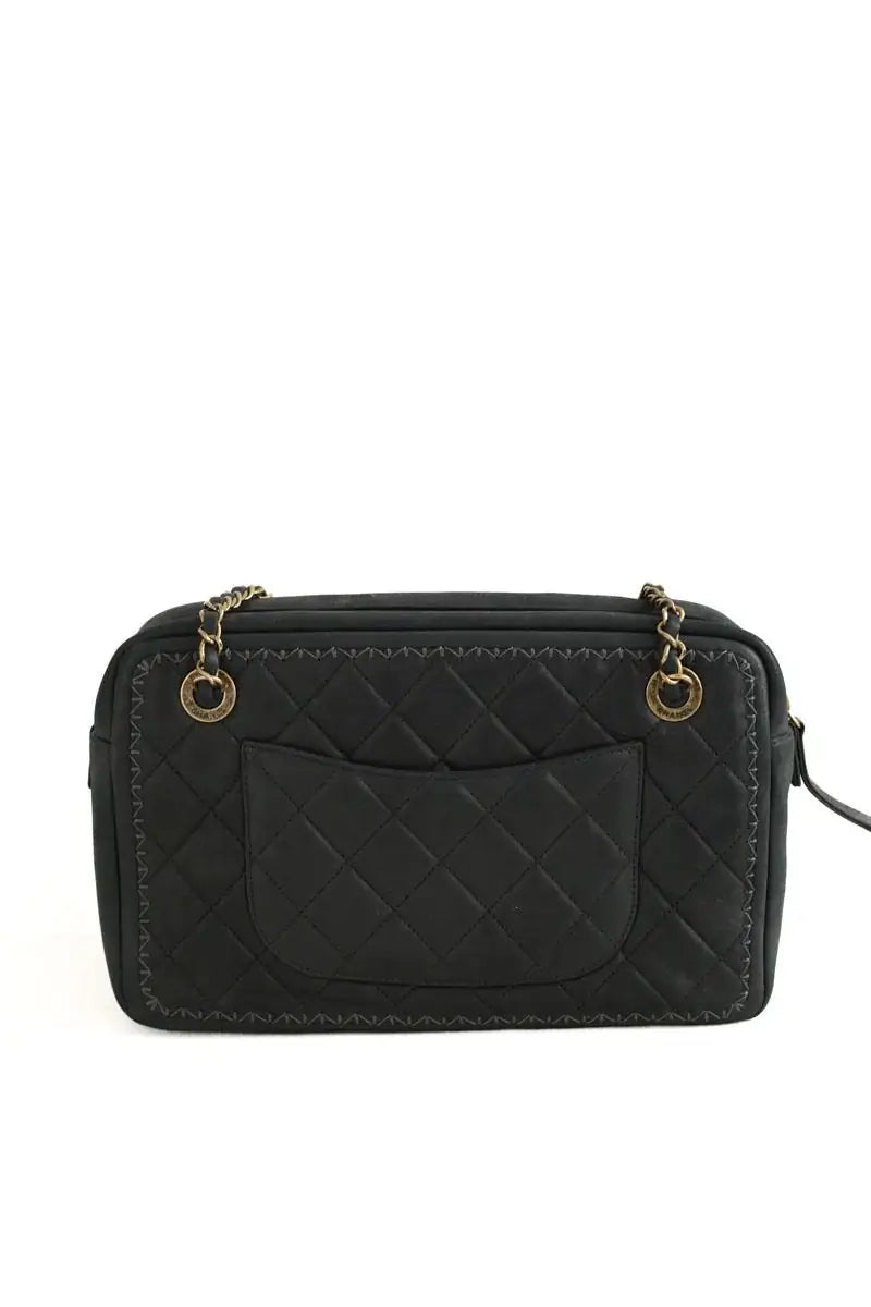 Sac porté épaule Chanel Stitched camera bag Graublau Noir en Cuir