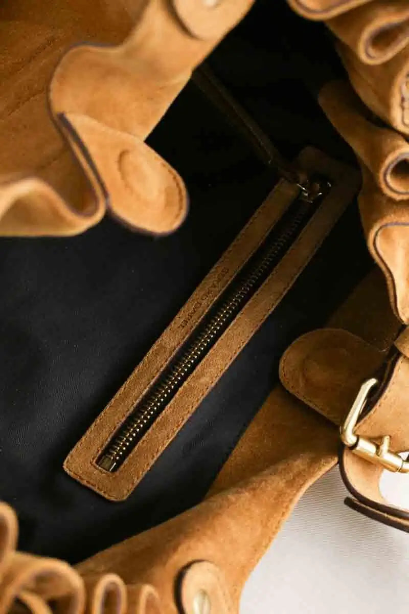 Sac porté épaule Gerard Darel Chiara Camel en Daim