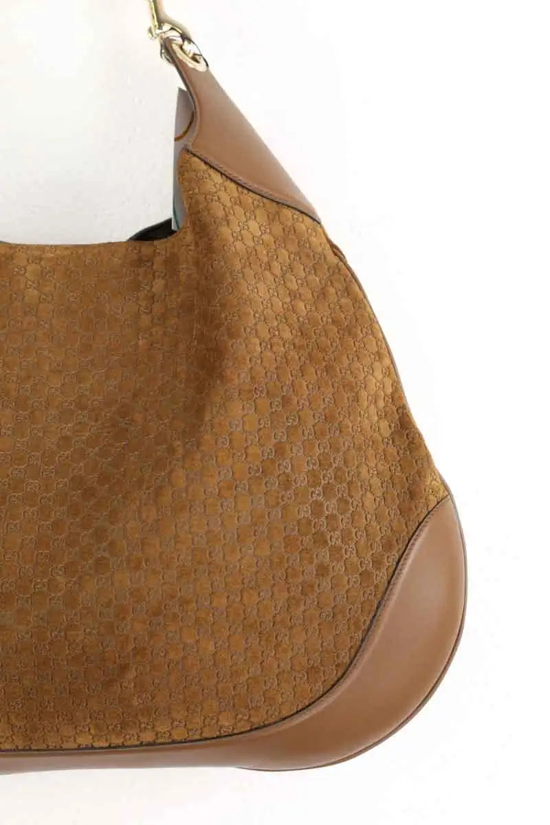 Sac porté épaule Gucci Gucci Brown Micro GG Suede B Large  Camel en Daim