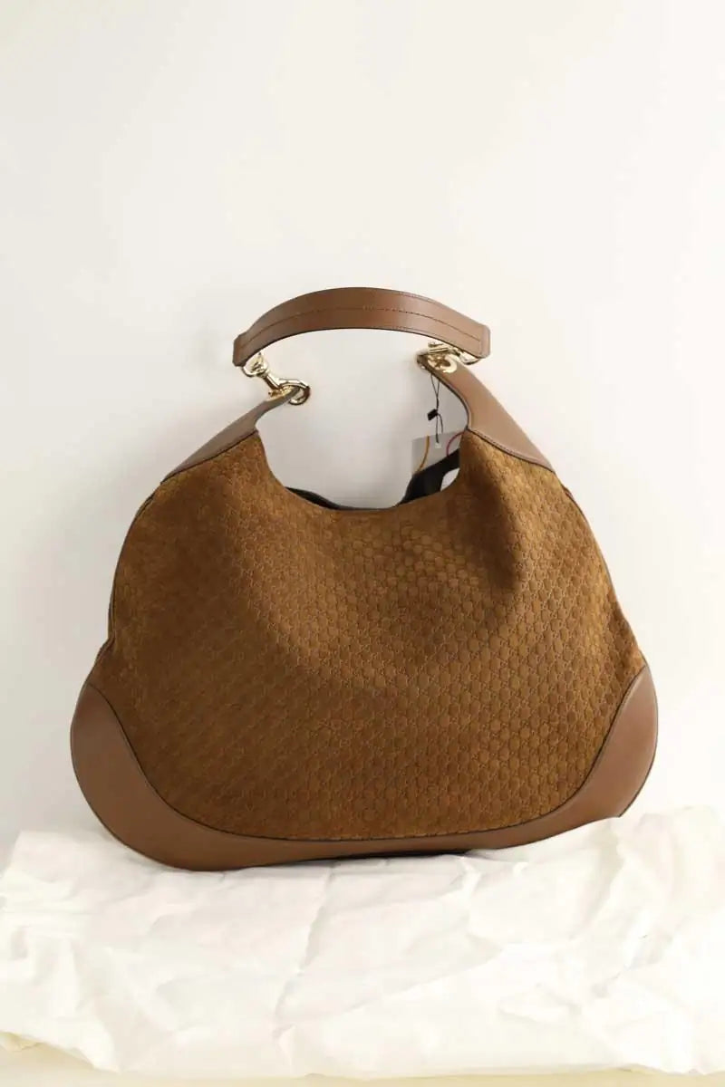 Sac porté épaule Gucci Gucci Brown Micro GG Suede B Large  Camel en Daim