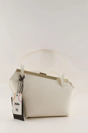 Sac porté épaule Kassandre Eileen asymétrique Ecru en Cuir