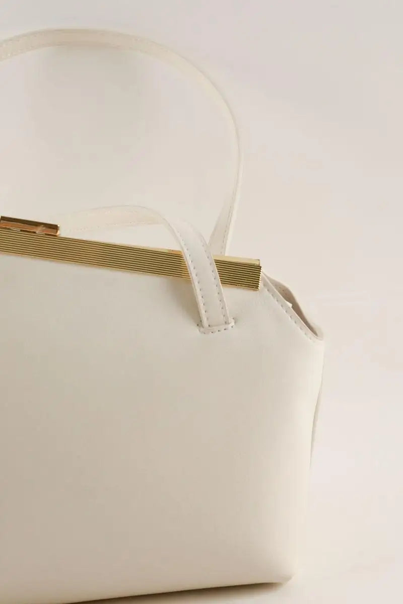 Sac porté épaule Kassandre Eileen asymétrique Ecru en Cuir
