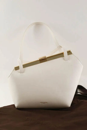 Sac porté épaule Kassandre Eileen asymétrique Ecru en Cuir